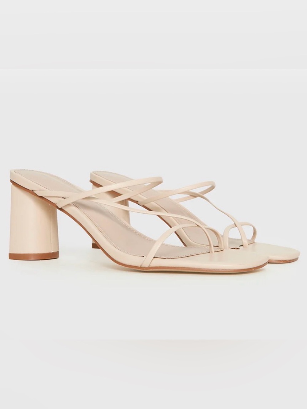 (Never Worn) Strappy Block Heel Sandals in Cream - Princess Polly